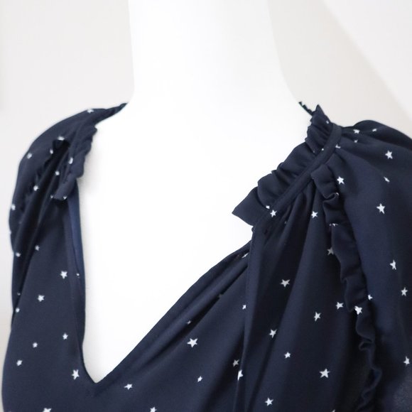 LOFT Navy Star Print Top XS - Picture 4 of 4